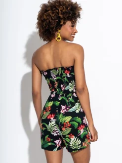 Pour Moi Noir - Combinaison de plage tissée avec corsage froncé sans bretelles Online