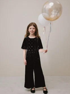 Next Noir - Combinaison en velours à motif cœur en relief (3-16ans) Clearance