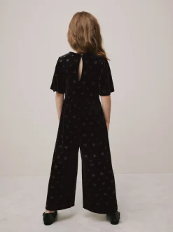 Next Noir - Combinaison en velours à motif cœur en relief (3-16ans) Clearance