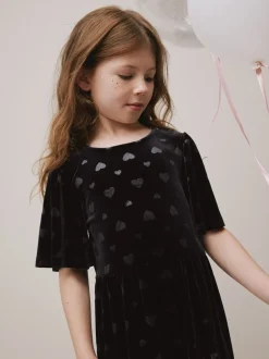 Next Noir - Combinaison en velours à motif cœur en relief (3-16ans) Clearance