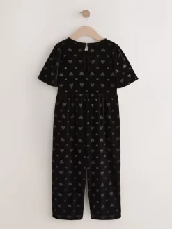 Next Noir - Combinaison en velours à motif cœur en relief (3-16ans) Clearance