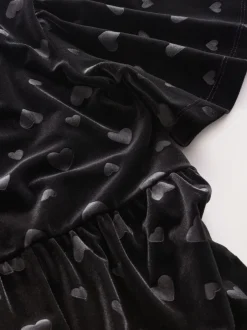 Next Noir - Combinaison en velours à motif cœur en relief (3-16ans) Clearance