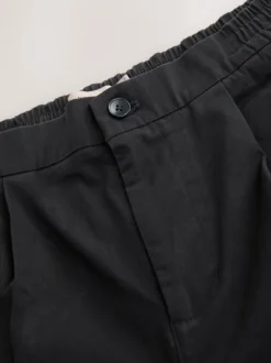 Next Noir - Coupe fuselée régulière - Pantalons Chinos extensibles plissés avec taille élastique Online