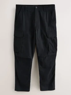Next Noir - - Pantalon cargo stretch en coton Coupe fuselée régulière New