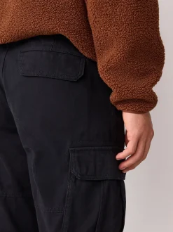 Next Noir - - Pantalon cargo stretch en coton Coupe fuselée régulière New