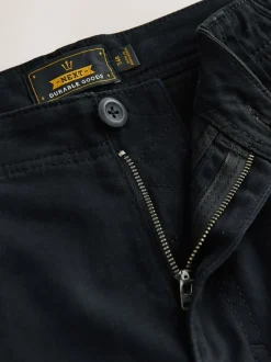 Next Noir - - Pantalon cargo stretch en coton Coupe fuselée régulière New