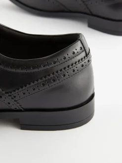 Next Noir - Coupe large - Chaussures Richelieu Oxford en cuir Sale