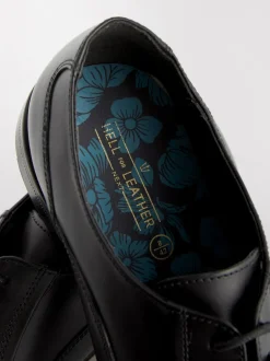 Next Noir - Coupe large - Chaussures Oxford à bout en cuir Sale