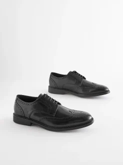Next Noir - Coupe large - Chaussures Richelieu derby en cuir Discount