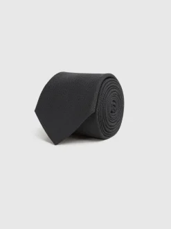 Reiss Noir - Cravate Ceremony en soie texturée Blend Online