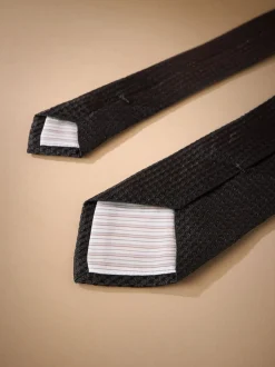 Next Noir - Cravate Signature en soie texturée Best