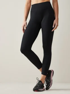 Next - Côtelé sans couture Taille haute Leggings Noir Clearance