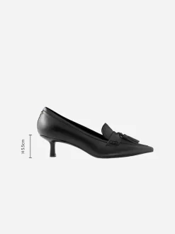 Next Noir - Cuir haut de gamme avec mocassins à talons à glands Motionflex à bout pointu Outlet