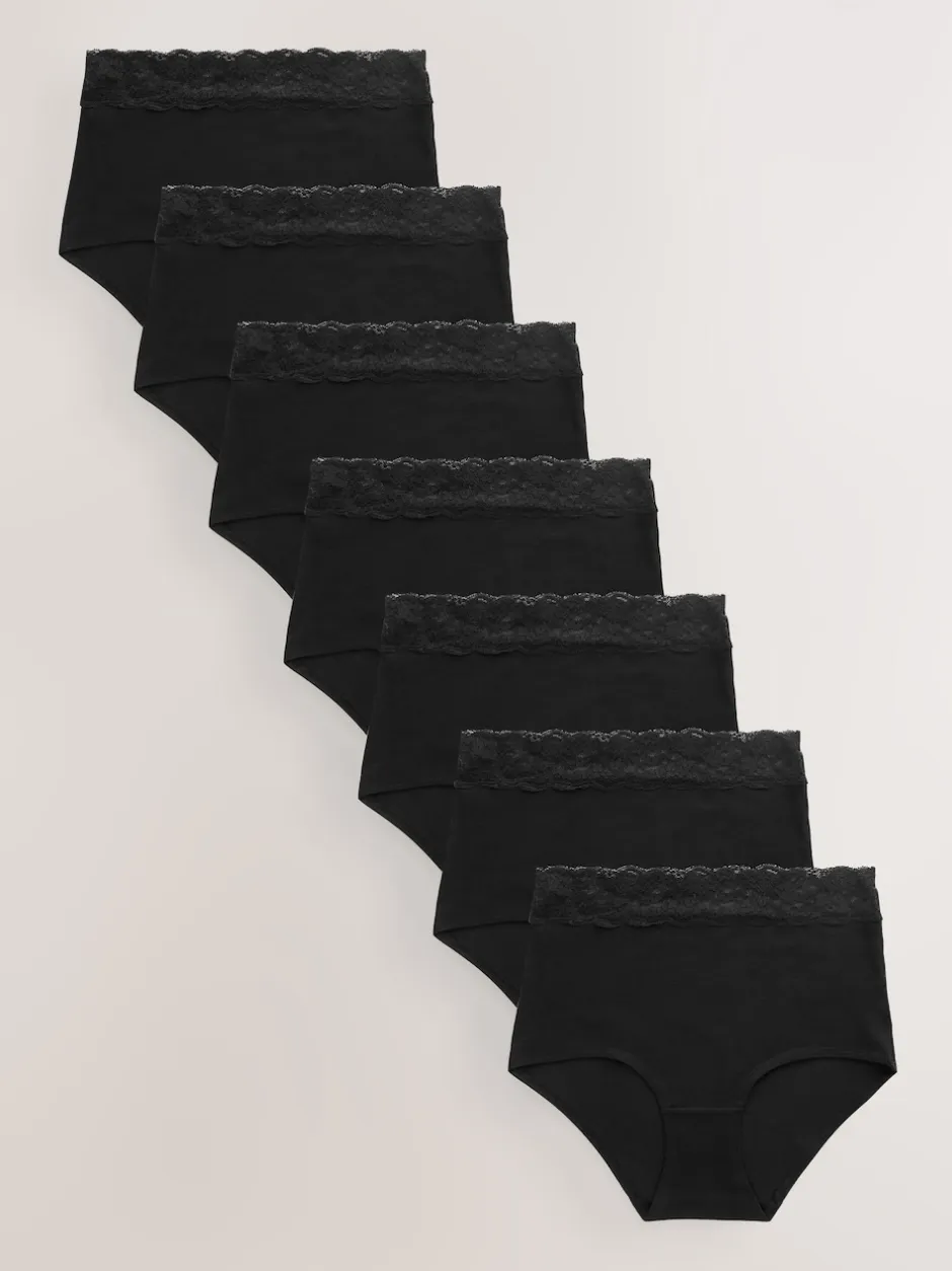 Next Noir - Culotte en coton et dentelle 7 Pack Slip gainant Outlet