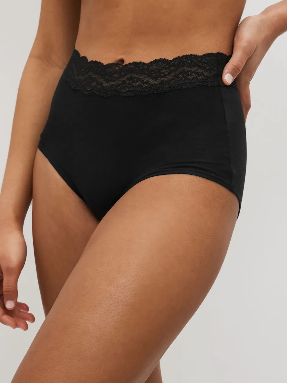 Next Noir - Culotte en coton et dentelle 7 Pack Slip gainant Outlet