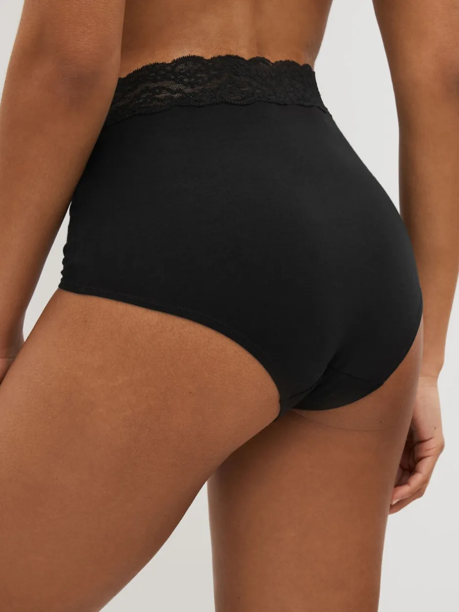 Next Noir - Culotte en coton et dentelle 7 Pack Slip gainant Outlet
