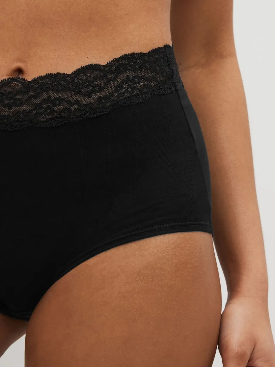 Next Noir - Culotte en coton et dentelle 7 Pack Slip gainant Outlet