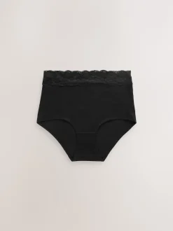 Next Noir - Culotte en coton et dentelle 7 Pack Slip gainant Outlet
