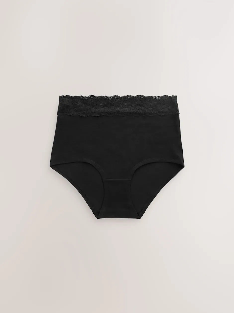 Next Noir - Culotte en coton et dentelle 7 Pack Slip gainant Outlet