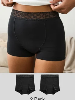 Next Noir - Culotte périodique à débit moyen 2 Pack Clearance