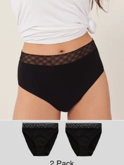 Next Noir - Culotte périodique à débit moyen 2 Pack Clearance