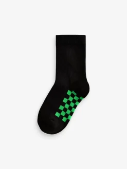 Next - Paquet de chaussettes en coton riche 7 Noir à damier New