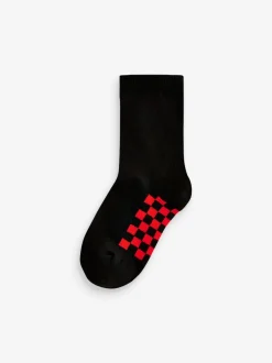 Next - Paquet de chaussettes en coton riche 7 Noir à damier New