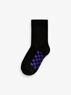 Next - Paquet de chaussettes en coton riche 7 Noir à damier New