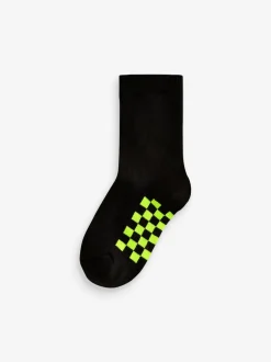 Next - Paquet de chaussettes en coton riche 7 Noir à damier New