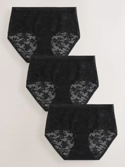 Next Noir - Dentelle sur l’ensemble Pas de VPL Slips 3 Lot Discount