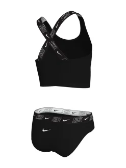 Nike Noir - Ensemble bikini mi-long à dos croisé avec bande logo Hot