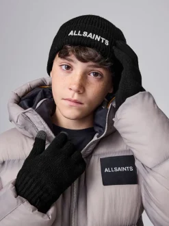 smALLSAINTS Noir - Ensemble bonnet et gants logo Sale