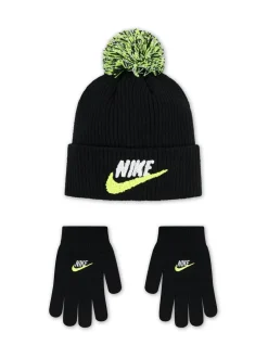 Nike Noir - Ensemble bonnet et gants Club en chenille Online