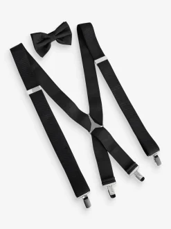 Next Noir - Ensemble bretelles larges et nœud papillon Best