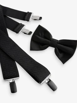 Next Noir - Ensemble bretelles larges et nœud papillon Best