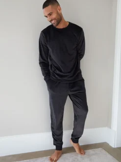 Threadbare Noir - Ensemble de vêtements de détente en velours Soft Touch de Hot