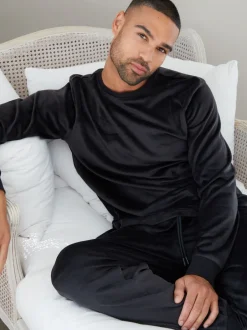 Threadbare Noir - Ensemble de vêtements de détente en velours Soft Touch de Hot