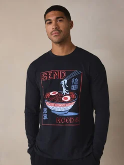 Next Noir - Ensemble pyjama graphique en jersey à manches longues