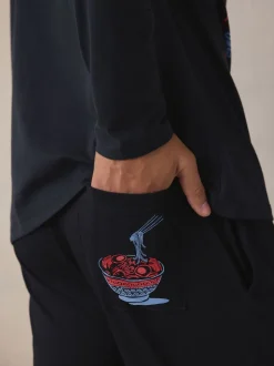 Next Noir - Ensemble pyjama graphique en jersey à manches longues