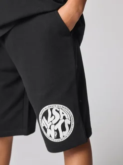 smALLSAINTS Noir - Ensemble t-shirt et short en molleton Distortion Best