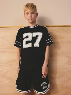 Next Noir - Ensemble t-shirt et short universitaire (3-16ans) Outlet