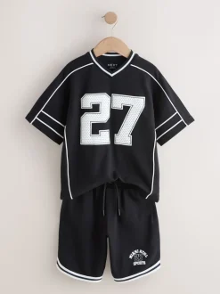 Next Noir - Ensemble t-shirt et short universitaire (3-16ans) Outlet