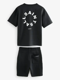 smALLSAINTS Noir - Ensemble t-shirt et short en molleton Tierra Sale