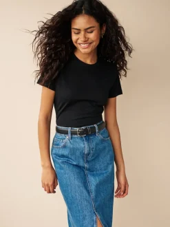 Next - Essential Pure Cotton Courts Col rond T-shirt Noir Hot