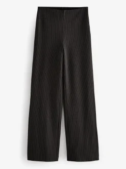 Next Noir à fines rayures - Pantalon ample en jersey point de Rome lissant Discount