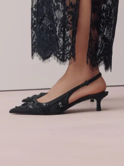 Next Noir - Forever Comfort Chaussures à talons chatons à bride arrière avec perles en satin Best