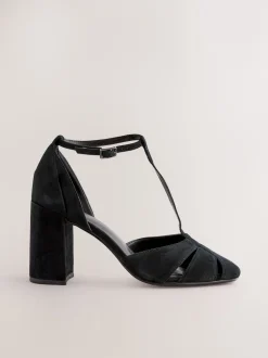 Next Noir - Forever Comfort® Chaussures à talons en cuir à découpes et bout fermé