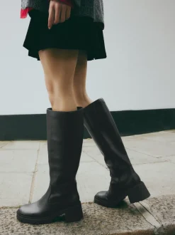 Next Noir - Forever Comfort® Chunky Heeled Round Toe Knee High Bottes