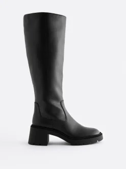 Next Noir - Forever Comfort® Chunky Heeled Round Toe Knee High Bottes