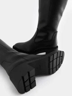 Next Noir - Forever Comfort® Chunky Heeled Round Toe Knee High Bottes